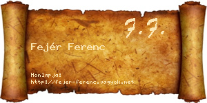 Fejér Ferenc névjegykártya